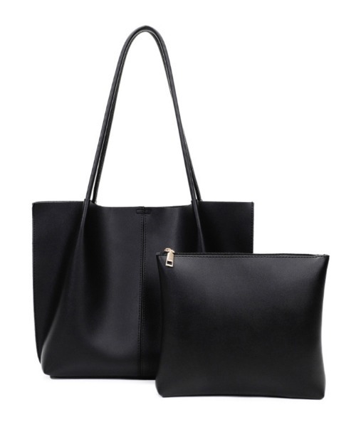 トートバッグ ミニポーチ付き×ミニマルデザイントートバッグ