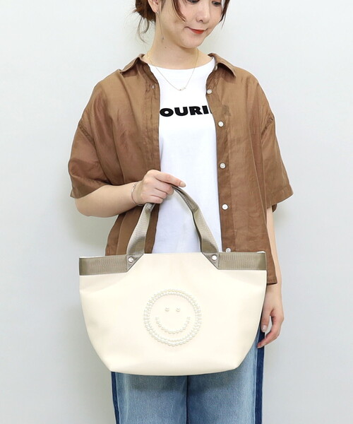 COOCO（クーコ） トートバッグ SMILEY テープハンドルxビーズ