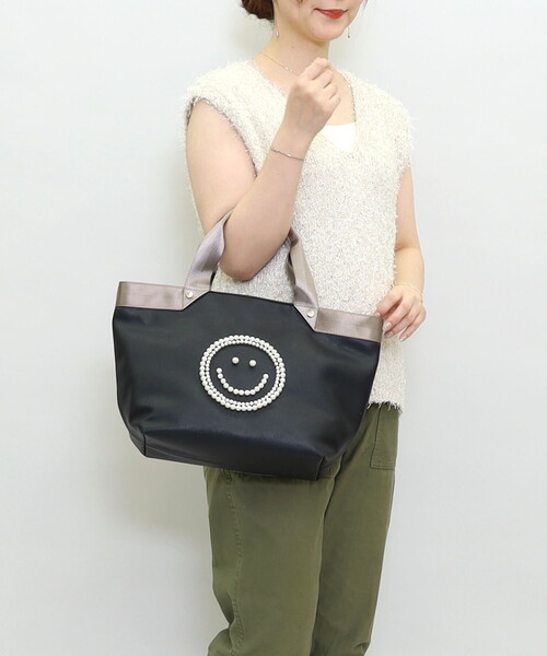 COOCO（クーコ） トートバッグ SMILEY テープハンドルxビーズ