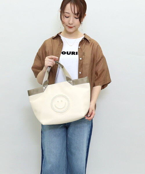 COOCO（クーコ） トートバッグ SMILEY テープハンドルxビーズ