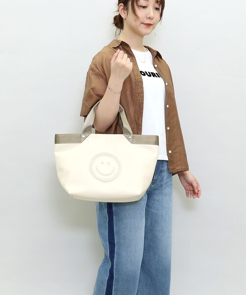 COOCO（クーコ） トートバッグ SMILEY テープハンドルxビーズ
