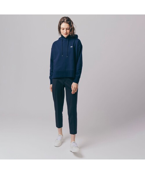 「LACOSTE」 プルオーバーパーカー 36 ベージュ レディースの画像