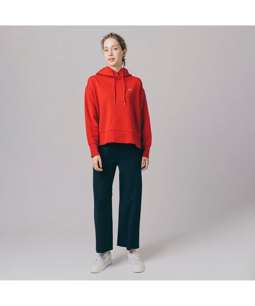 「LACOSTE」 プルオーバーパーカー 36 ベージュ レディースの画像