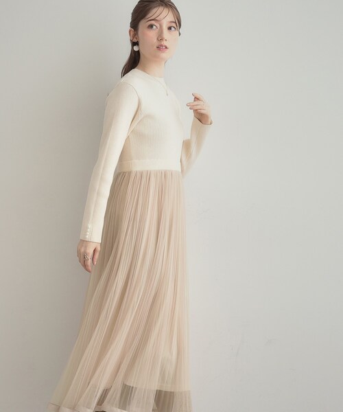 「couture brooch」 ドッキングワンピース 38 サンドベージュ レディース_画像9