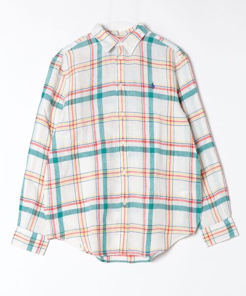 ローレン　ラルフローレン　チェック　麻　シャツ　米国購入　新品 POLO RALPH LAUREN（ポロ・ラルフローレン） ブラウス シャツ