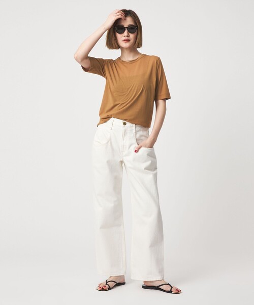 新品未開封＜conte＞コットン シアー クルーネックカットソー ホワイト conte＞コットン シアー クルーネックカットソー（Tシャツ/カットソー