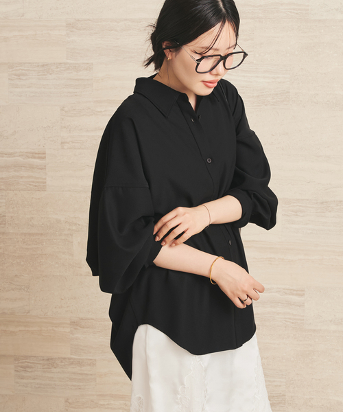 L'Appartement ウールブレンドビッグシャツ　ベージュ plage（プラージュ） ブラウス シャツ Dolman Wrap シャツ レディース
