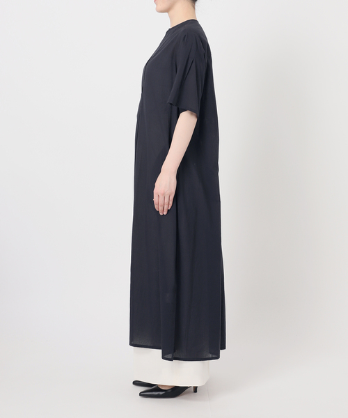 ワンピース 半袖 「洗える」normment/ノーメント STRIPE JQD SHORT