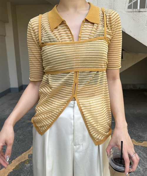 Ameri（アメリ） ブラウス シャツ 夏 半袖 MEDI PUCHI BUSTIER SET