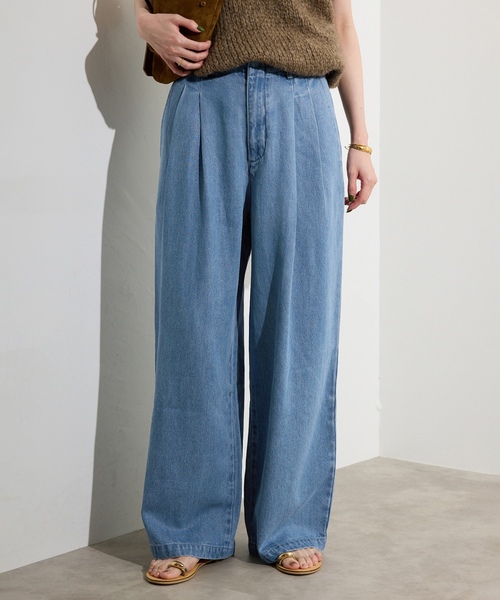 【新品未使用】SLOBE IENA デニムワイドパンツ レディース サイズ40 SLOBE IENA（スローブイエナ） デニムパンツ 40 ブルー レディース
