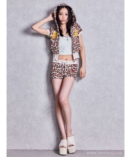 GYDA（ジェイダ） パーカー GYDA×GALFY leopard pileパーカー 