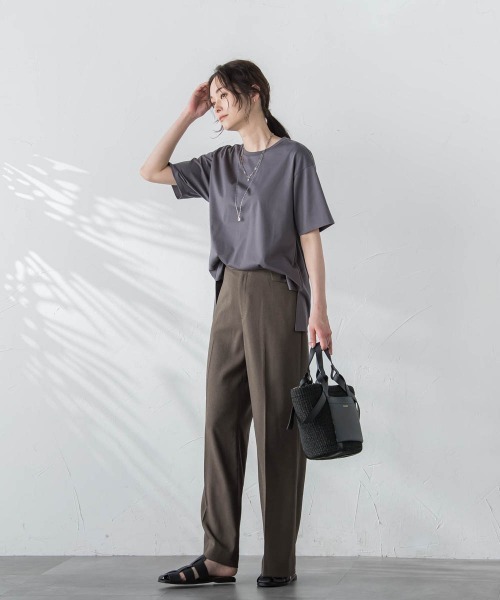 「LAUTREAMONT」 半袖Tシャツ 9号 チャコールグレー レディース_画像3