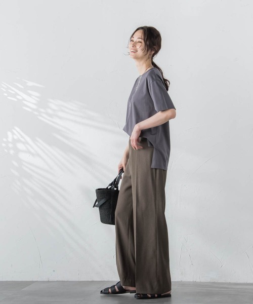 「LAUTREAMONT」 半袖Tシャツ 9号 チャコールグレー レディース_画像4