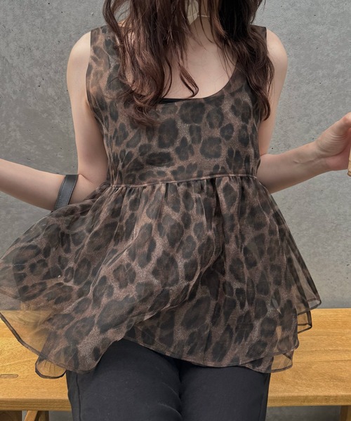 WILLFULLY（ウィルフリー） gather flare organdy peplum tops