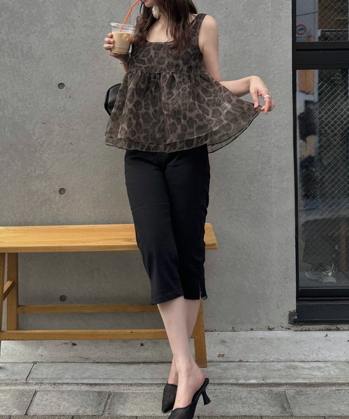 WILLFULLY（ウィルフリー） gather flare organdy peplum tops