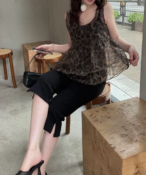 WILLFULLY（ウィルフリー） gather flare organdy peplum tops