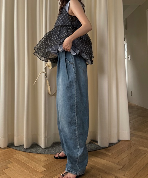 WILLFULLY（ウィルフリー） gather flare organdy peplum tops