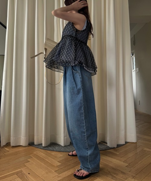WILLFULLY（ウィルフリー） gather flare organdy peplum tops