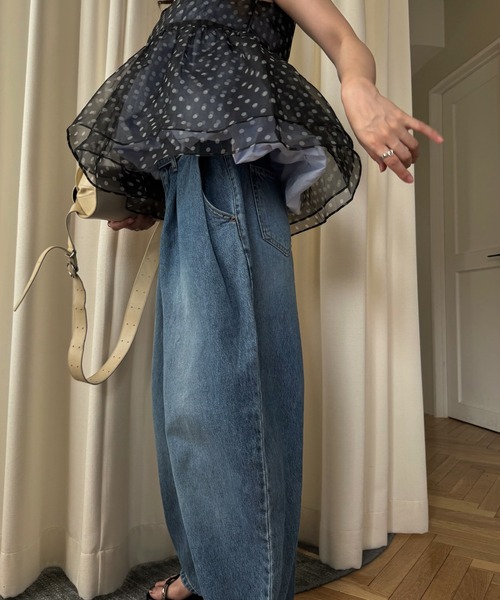 WILLFULLY（ウィルフリー） gather flare organdy peplum tops