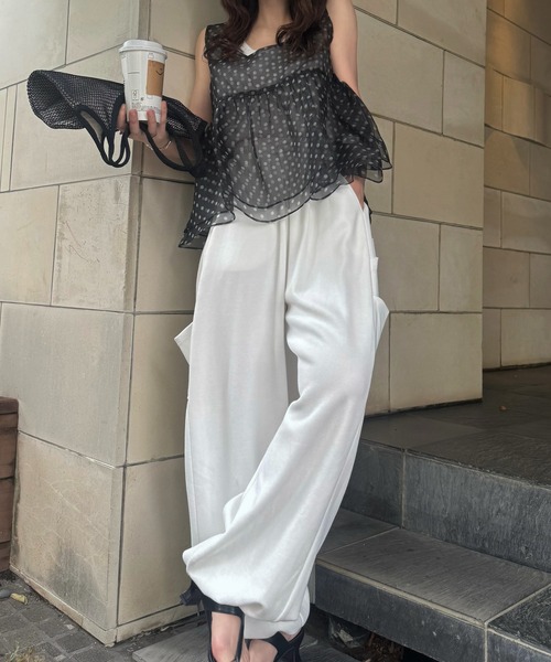 トップス gather flare organdy peplum tops WILLFULLY（ウィルフリー） gather flare organdy peplum tops