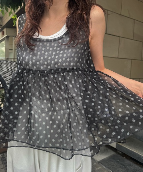 WILLFULLY（ウィルフリー） gather flare organdy peplum tops