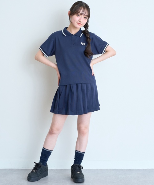   ネイビー ポロシャツとスカート セット LOVETOXIC セットアップ 「吸水速乾/快適」ポロプリーツスカート