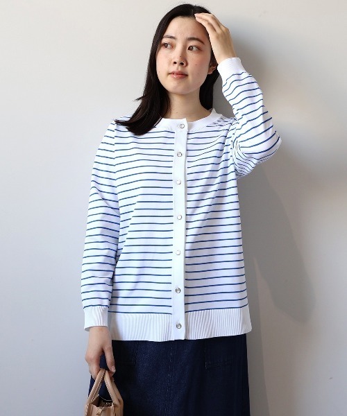 「MB mint breeze」 ニットカーディガン 4L ネイビー レディース_画像4