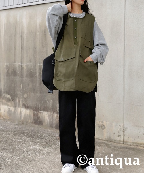 antiqua ベスト ジレ ミリタリーベスト レディース : ZOZOTOWN