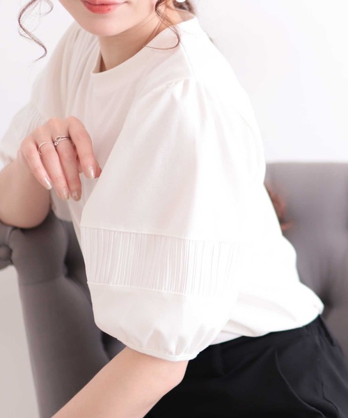 定番日本製 tシャツ PayPayモール店 - 通販 - PayPayモール Tシャツ プリーツ袖のシンプルなカットソー ZOZOTOWN 人気好評