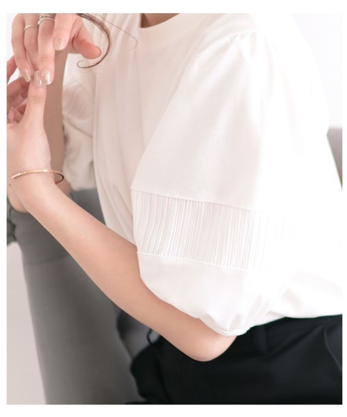 定番日本製 tシャツ PayPayモール店 - 通販 - PayPayモール Tシャツ プリーツ袖のシンプルなカットソー ZOZOTOWN 人気好評