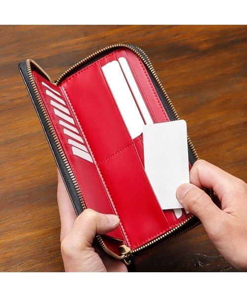 メンズ財布 11643 財布 カーボン加工ダブルファスナー長財布 メンズ : ZOZOTOWN