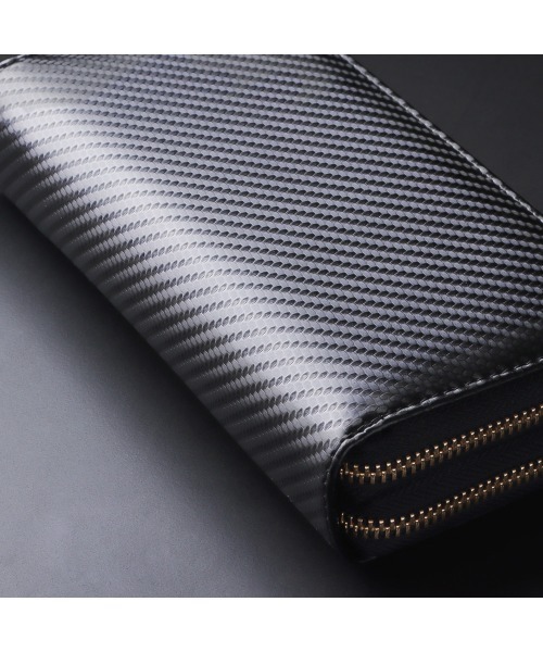 メンズ財布 11643 財布 カーボン加工ダブルファスナー長財布 メンズ : ZOZOTOWN