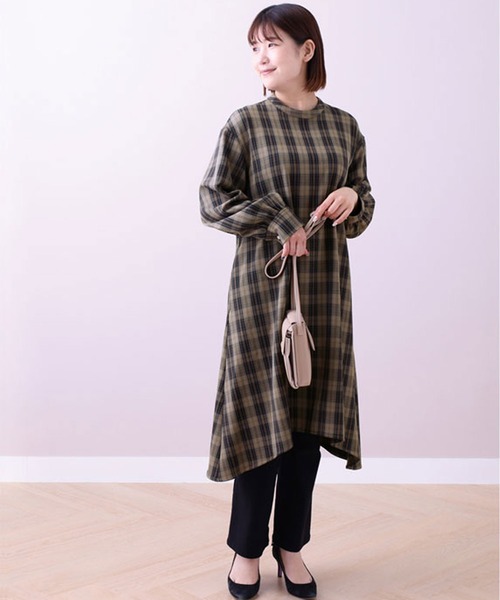 BELLUNA PLUS（ベルーナプラス） チュニック チェック柄ワンピース