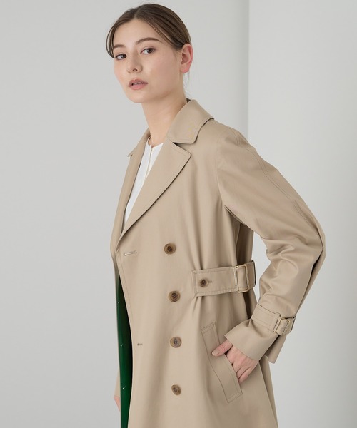 撥水ギャバトレンチコート ANAYI アナイ 撥水ギャバクルーコート