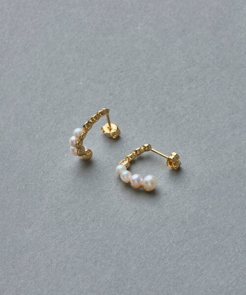 ピアス K18YG スケール パール/ダイヤモンド ピアス レディースの画像