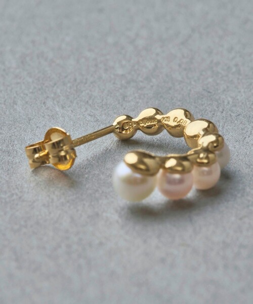ピアス K18YG スケール パール/ダイヤモンド ピアス レディースの画像