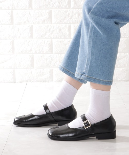 Lace Ladies フォーマルシューズ 足袋風 スクエア ストラップ