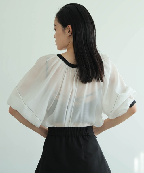 LADYMADE ブラウス シャツ バイカラーボリュームシアーブラウス
