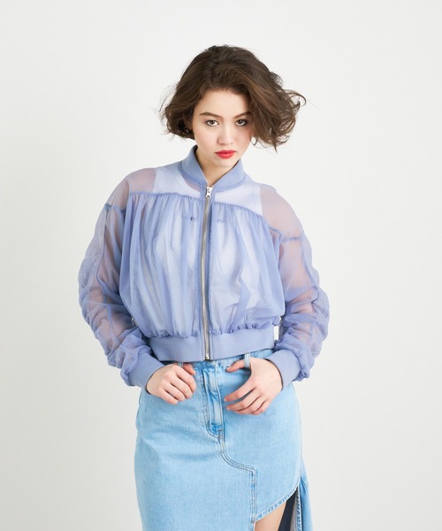 ブルゾン アウター ANNA SUI NYC チュールギャザーショートブルゾン