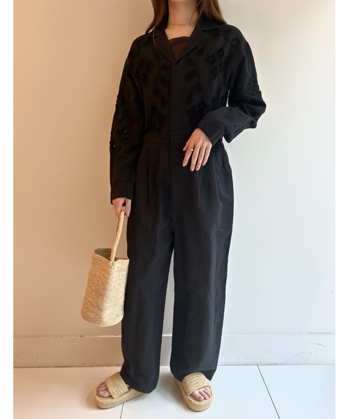 サロペット・オーバーオール・オールインワン sara mallika  CTN LINEN  ALL IN ONE sara mallika サロペット オーバーオール LINEN CORD EMB ALL IN