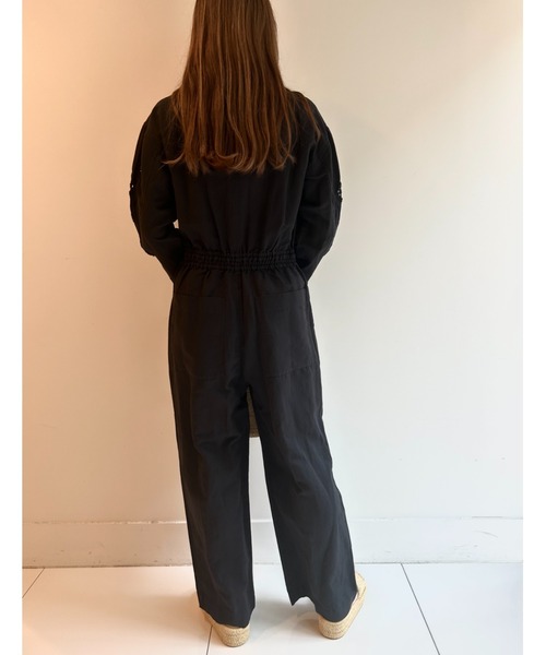 sara mallika サロペット オーバーオール C.LINEN TAPE EMB C/W