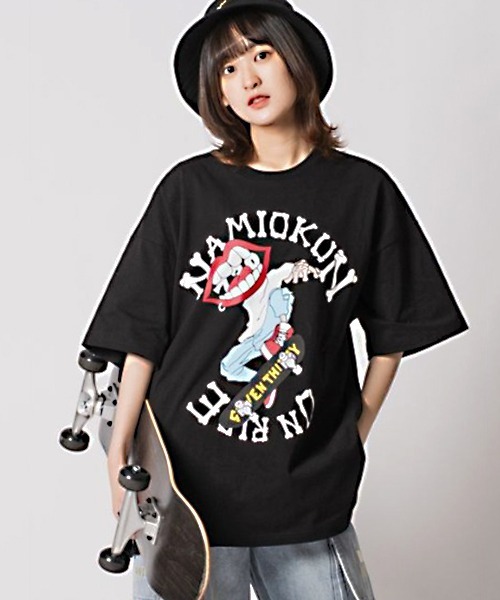 RE730 tシャツ スケボーに乗ったなみおくん 半袖ビッグシルエットT