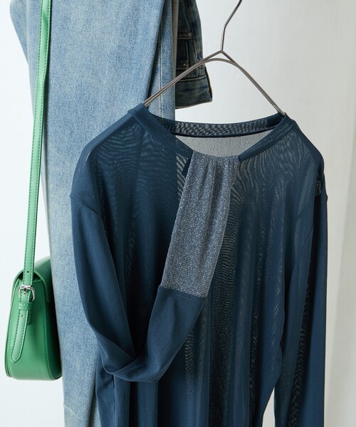 tシャツ heki ヘキ レース切替ロゴメッシュトップス レディース THE MILES tシャツ heki ヘキ レース切替ロゴメッシュトップス