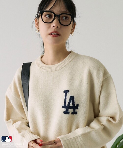 ニット セーター nuance logo knit / ニュアンスロゴニット レディース FREAK'S STORE ニット セーター MLBジャカードロゴニット