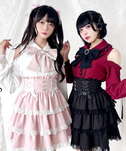 ブラウス シャツ オフショルフリルリボンブラウス レディース DearMyLove ブラウス シャツ オフショルフリルリボンブラウス