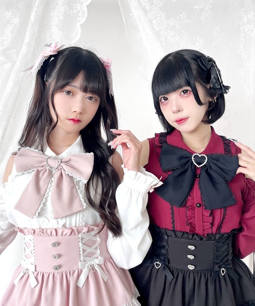 DearMyLove ブラウス シャツ オフショルフリルリボンブラウス