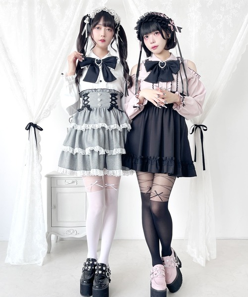 ブラウス シャツ オフショルフリルリボンブラウス レディース DearMyLove ブラウス シャツ オフショルフリルリボンブラウス