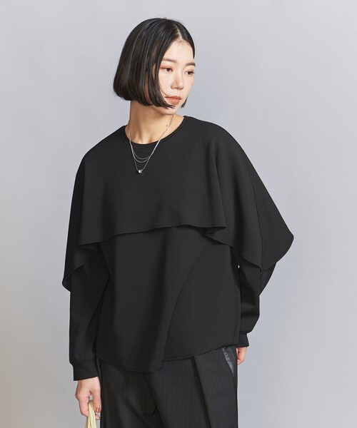 n_u3さまBEAUTY &YOUTHケープフリル レイヤーカットソーブラック BEAUTY＆YOUTH UNITED ARROWS tシャツ 「WEB限定 Wardrobe DAILY