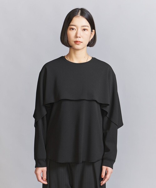 n_u3さまBEAUTY &YOUTHケープフリル レイヤーカットソーブラック WEB限定 Wardrobe DAILY MINIMAL】フリルレイヤード