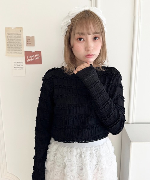 Loueme tシャツ 「5色展開」ホイップレースフリルトップス